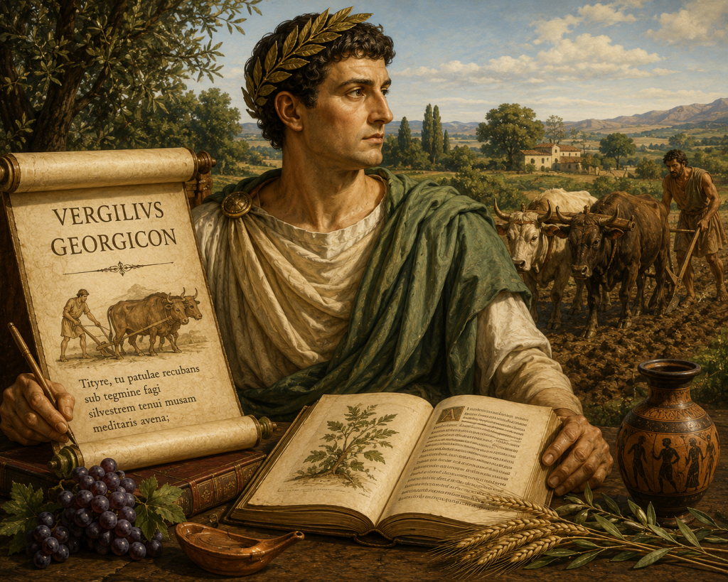 Representación histórica vinculada a las Geórgicas de Virgilio y al trabajo agrícola