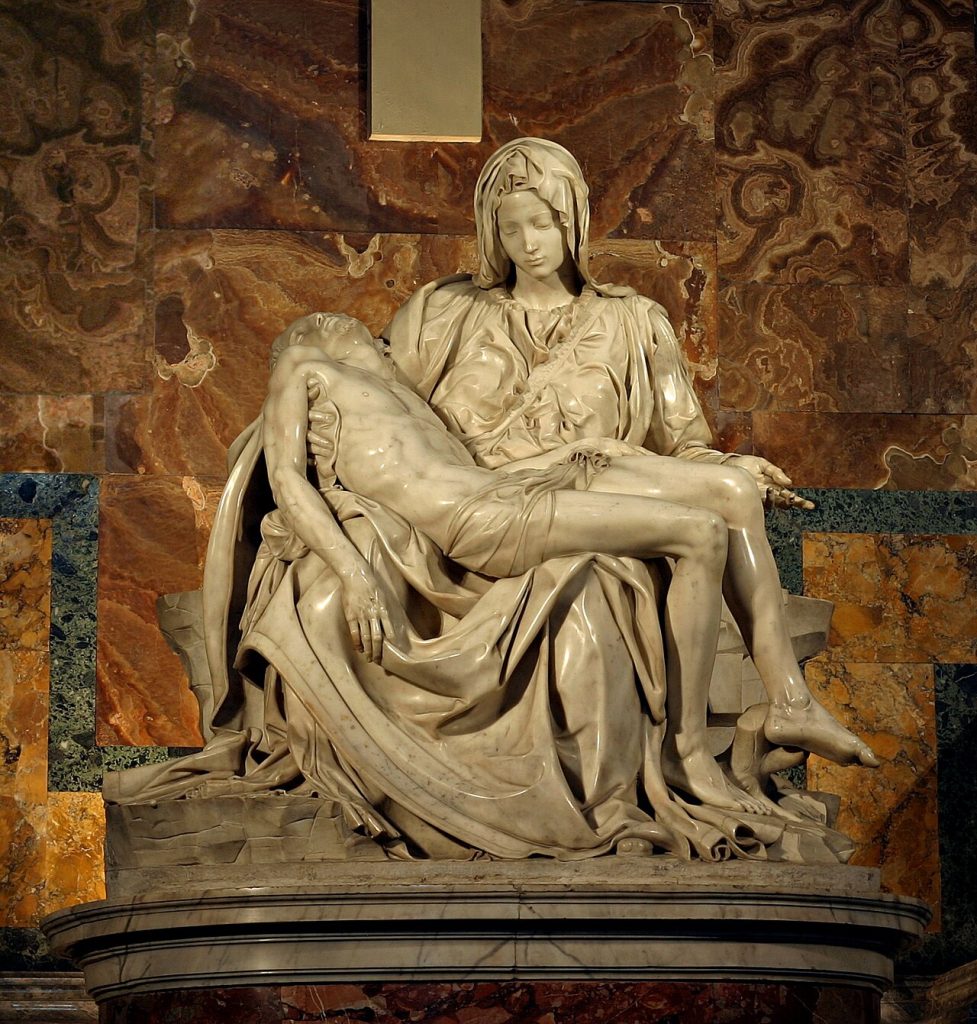 Piedad del Vaticano de Miguel Ángel, con la Virgen sosteniendo el cuerpo de Cristo