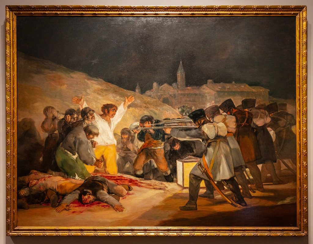 El 3 de mayo de 1808 de Goya, con civiles madrileños ante un pelotón de fusilamiento