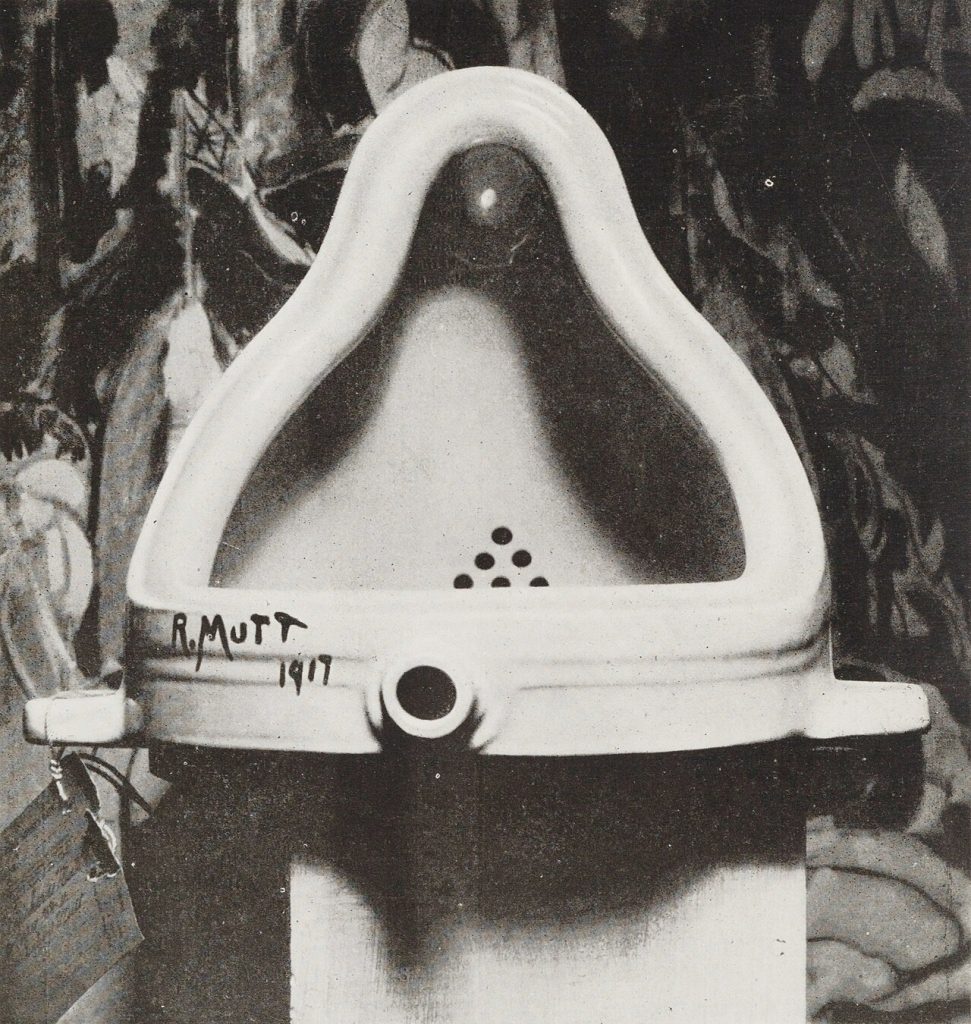 Réplica de Fuente de Marcel Duchamp, urinario de porcelana firmado R. Mutt