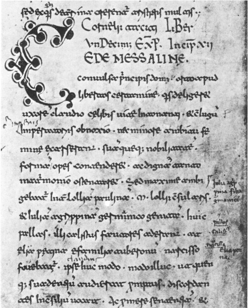 Página de un manuscrito medieval de los Anales de Tácito