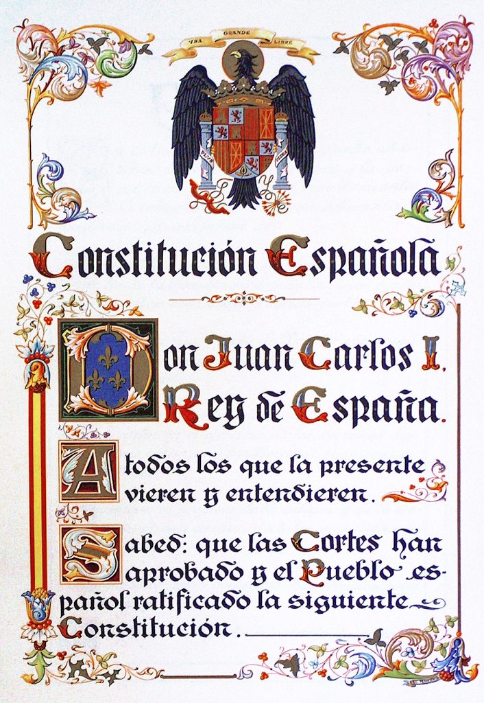 Ejemplar de la Constitución española de 1978 expuesto en el Congreso
