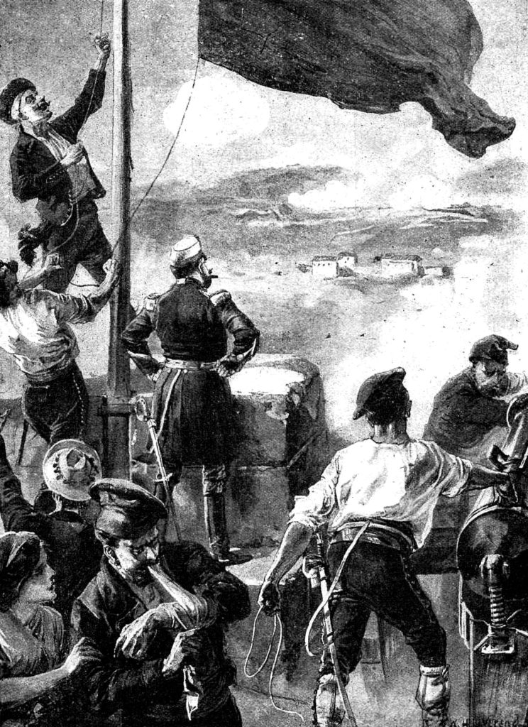 Izado de la bandera roja del Cantón de Cartagena en 1873