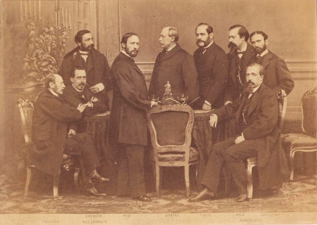 Miembros del Gobierno Provisional surgido de la revolución de 1868, durante el Sexenio Democrático