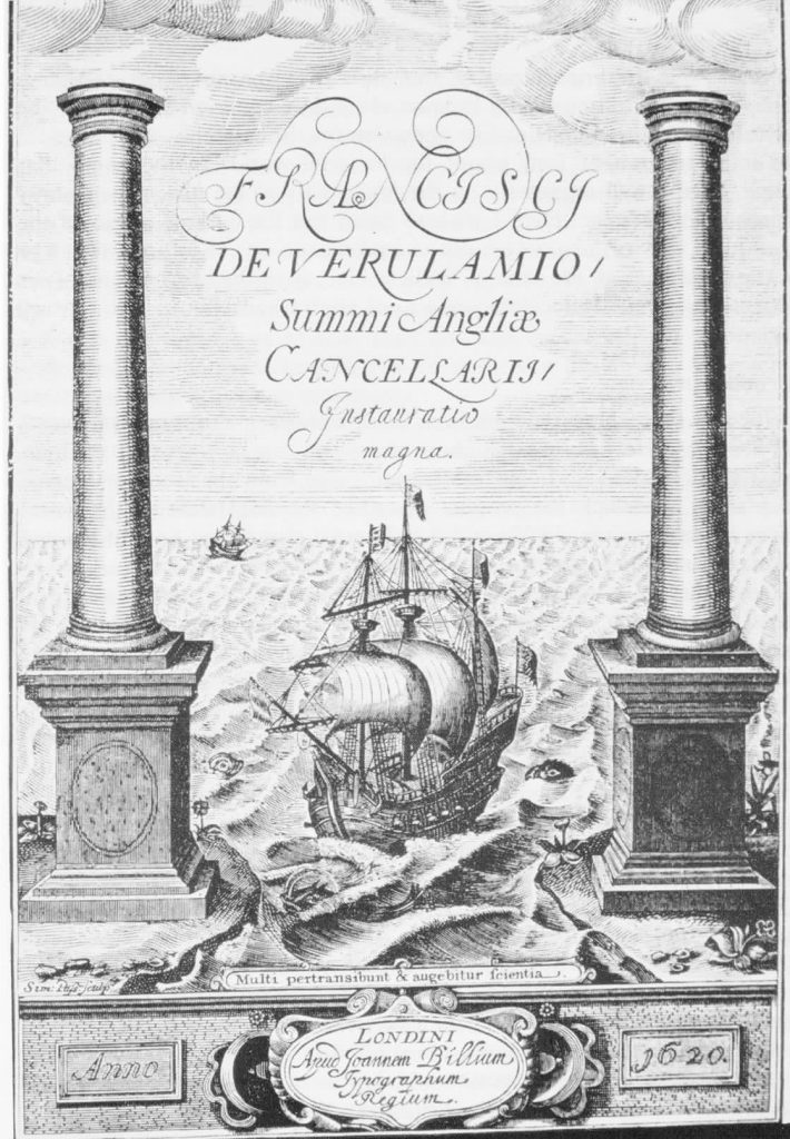 Frontispicio de la edición de 1620 del Novum Organum de Francis Bacon