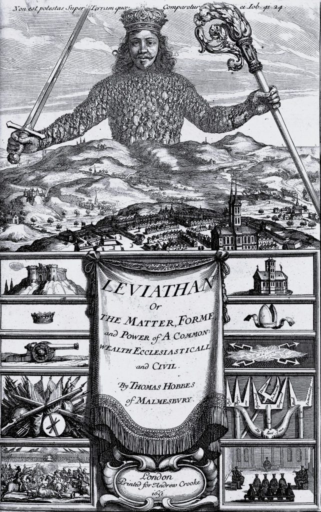 Frontispicio del Leviatán de Thomas Hobbes, grabado por Abraham Bosse en 1651