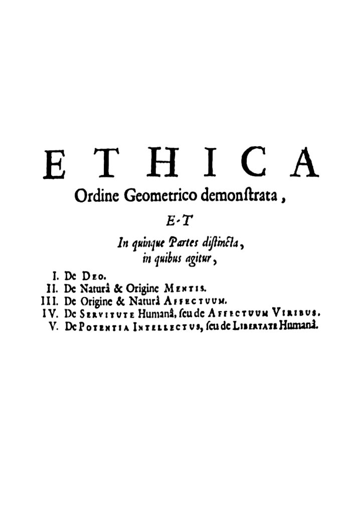 Página inicial de la Ética de Baruch Spinoza en la edición latina de 1677
