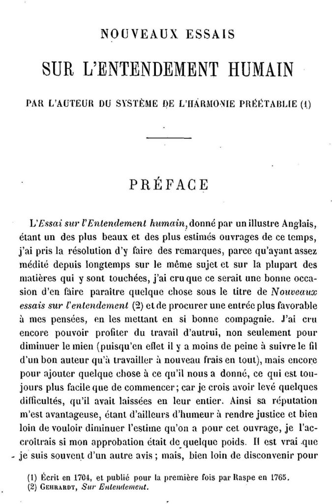 Portada histórica de los Nuevos ensayos sobre el entendimiento humano de Leibniz