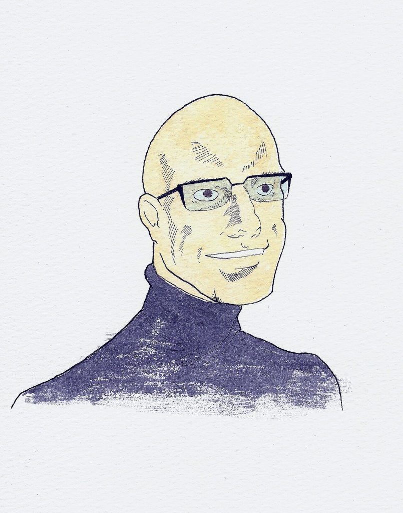 Retrato ilustrado de Michel Foucault, autor de Vigilar y castigar