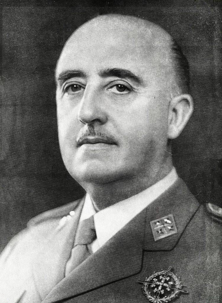 Retrato de Francisco Franco, dictador y jefe del Estado español durante el franquismo
