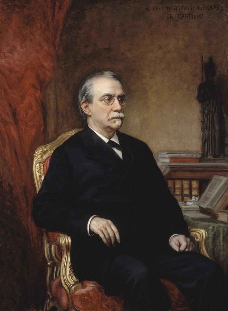 Retrato de Antonio Cánovas del Castillo, político de la Restauración borbónica