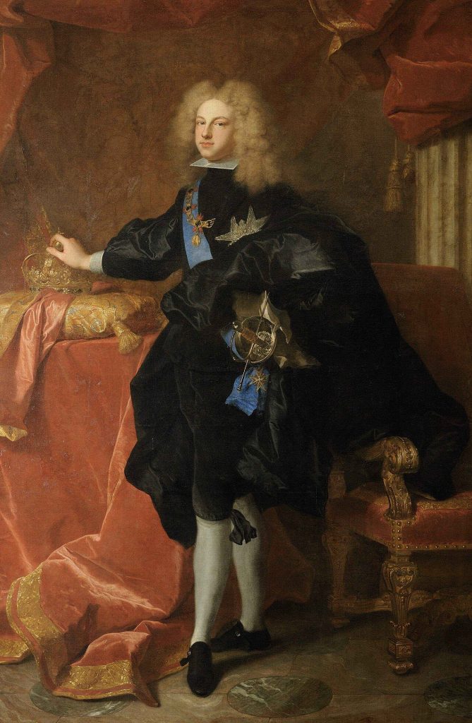 Retrato de Felipe V de España pintado por Hyacinthe Rigaud hacia 1700-1702
